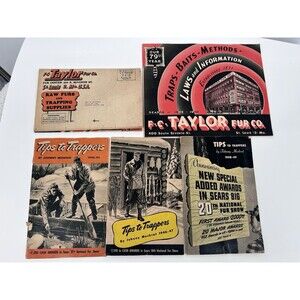 Sears TIPS TO TRAPPERS w/Raw Fur Tags & FC Taylor Fur Co Bundle 40s 50s
